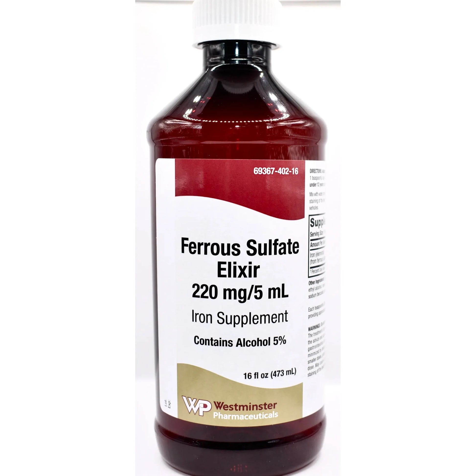 Ferrous sulfate 220 mg liquid supplement in a bottle, from Pasteur Pharmacy, part of Vitamins and Supplements category.