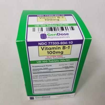 Gendose Vitamin B-1 100 mg tablets from Pasteur Pharmacy, 100-count pack of B1 supplements for energy support and nerve health