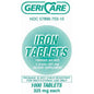GeriCare Iron Supplement 325 Mg tablet in blister pack, vitamin and supplement by Pasteur Pharmacy for iron intake.