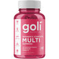 Goli Nutrition Women's Complete Multi Gummies in a clear bottle, showing colorful gummy vitamins for women, dietary supplement.