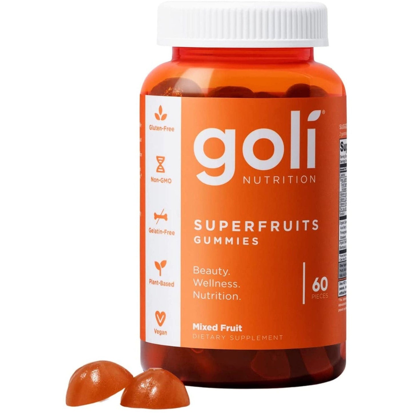Goli Superfruits Gummies bottle of 60 vitamin and supplement chews by Pasteur Pharmacy with colorful fruit flavors