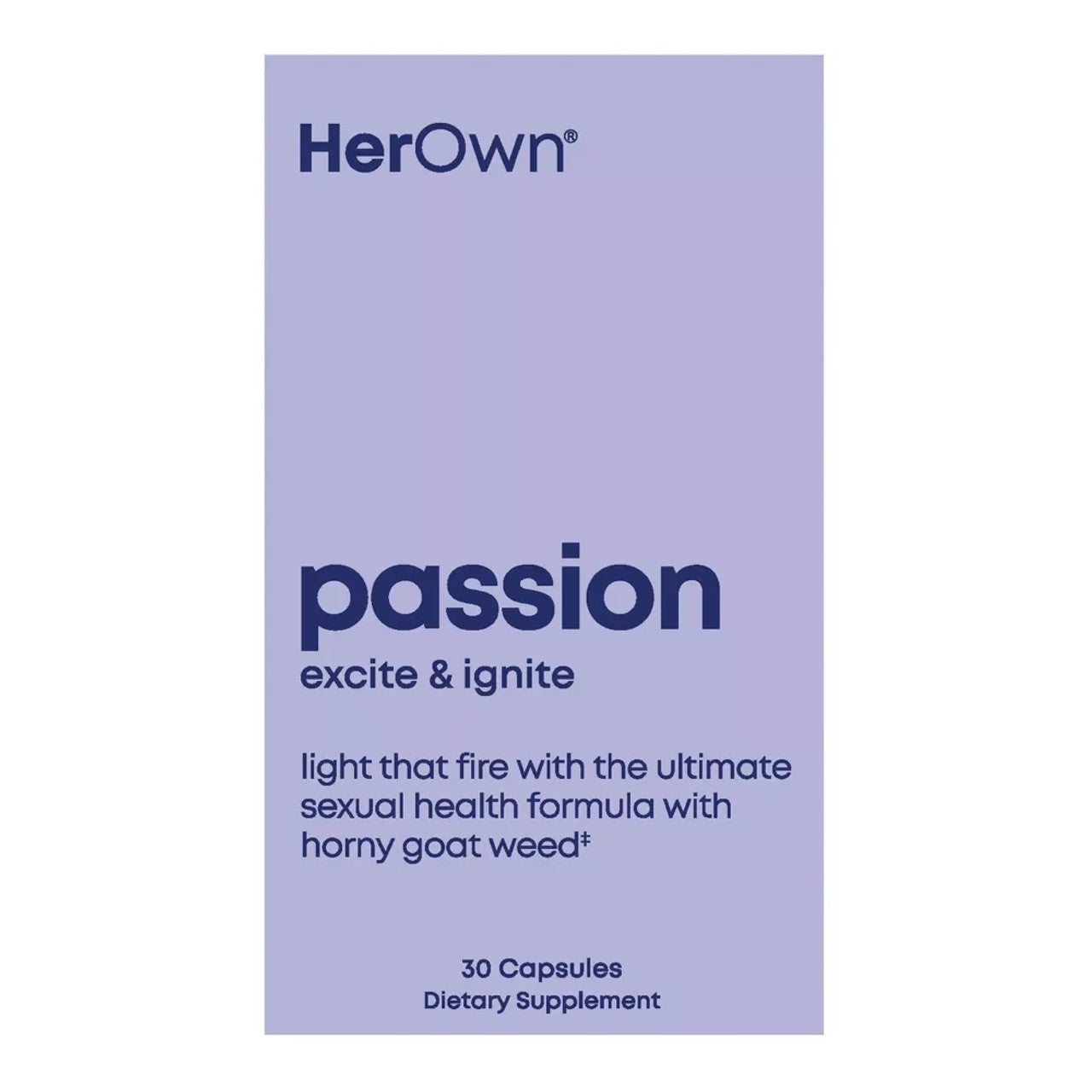 Her Own Desire Capsules, vitamin supplement bottle from Pasteur Pharmacy, featuring small white capsules on a white background.
