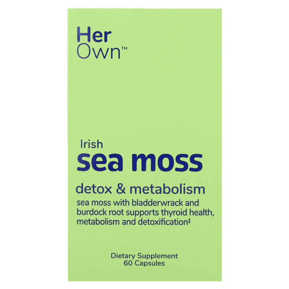 Her Own Irish Sea Moss capsules by Pasteur Pharmacy, raw organic sea moss supplement for immune, thyroid, and skin health.
