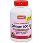 Leader Calcium Plus D3 dietary supplement chewable tablets in a bottle, designed for bone health and daily nutrition.