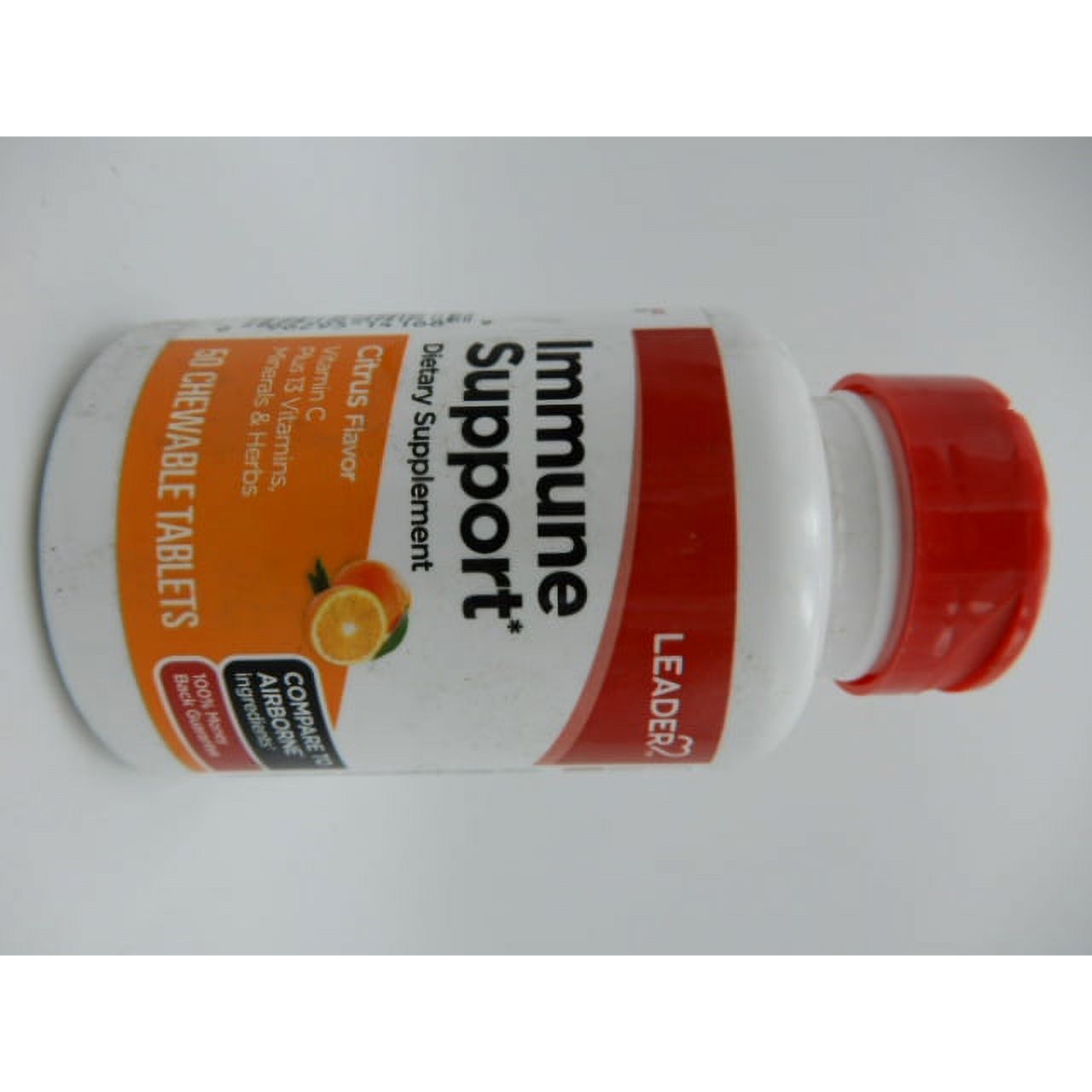 Leader Immune Support chewable tablets in citrus flavor, vitamin supplement, 50 count from Pasteur Pharmacy.