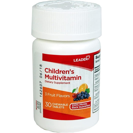 Leader infant and toddler multivitamin liquid with cherry flavor in a 50ml bottle, includes dropper for easy dosing.
