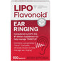 Lipo-Flavonoid Plus ear ringing relief supplement bottle with 100 caplets, designed to support tinnitus and ear health.