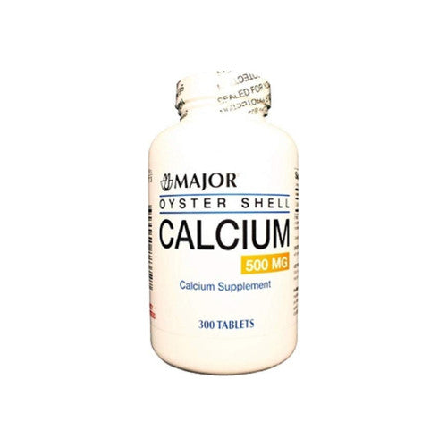 Major Oyster Shell Calcium supplement 500 mg tablet from Pasteur Pharmacy, showing a close-up of the supplement tablet.
