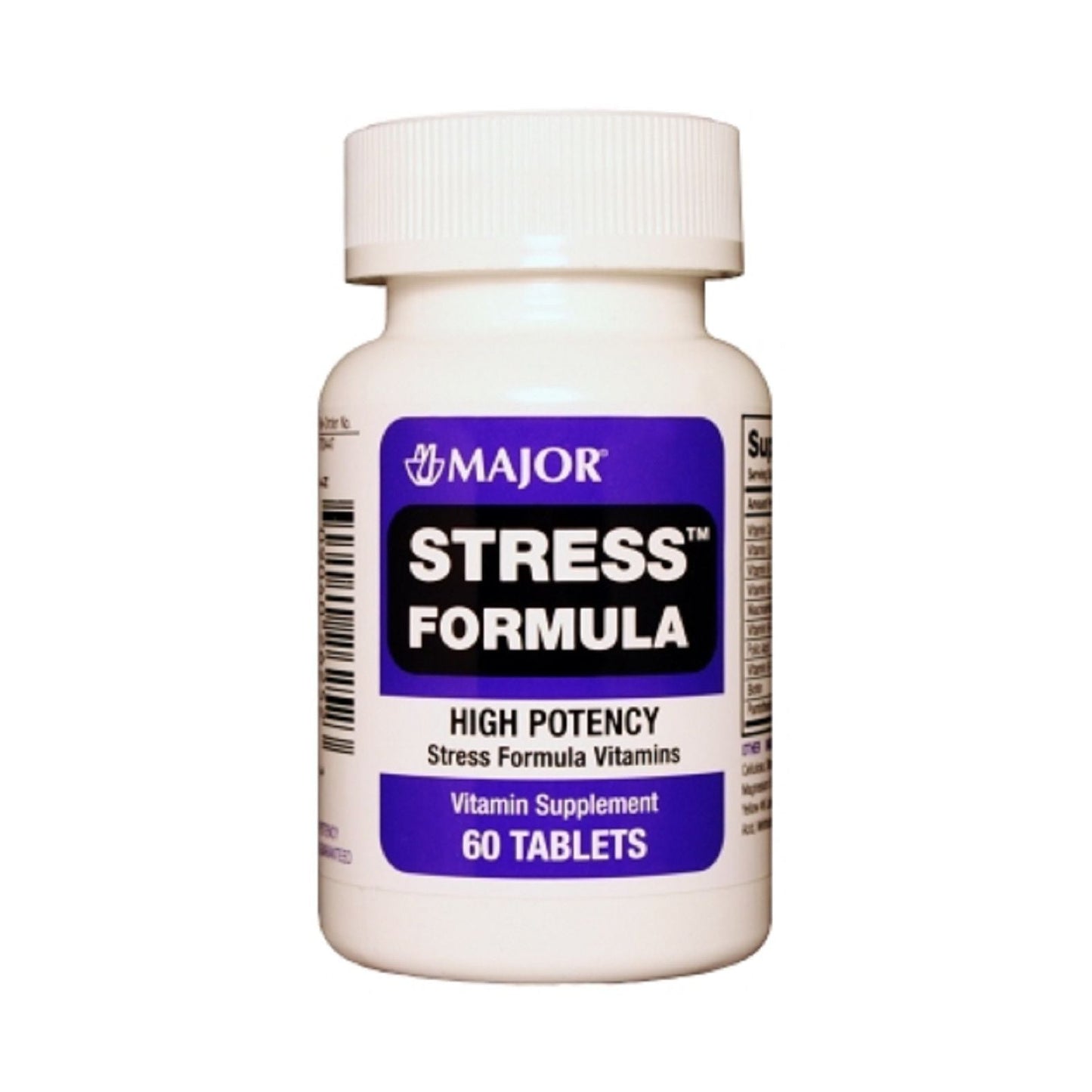 Bottle of Major Stress Formula high potency vitamin supplement by Pasteur Pharmacy, containing 60 tablets for stress support.