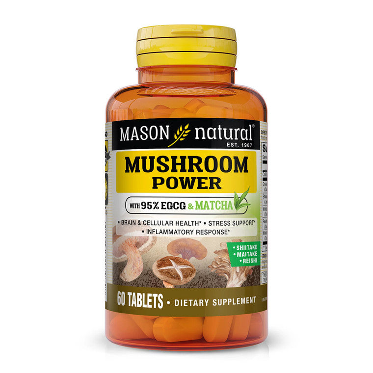 Mason Natural Mushroom Power supplement bottles with 60 tablets, dietary vitamins and supplements for immune support