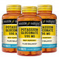 Bottle of Mason Natural Potassium Gluconate 595 mg tablets with 100 tablets, in a clear container with label showing product details.