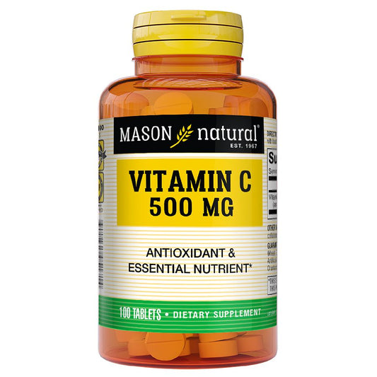 Mason Natural Vitamin C 500 mg supplement bottles with 100 tablets, dietary vitamins and supplements for immune support