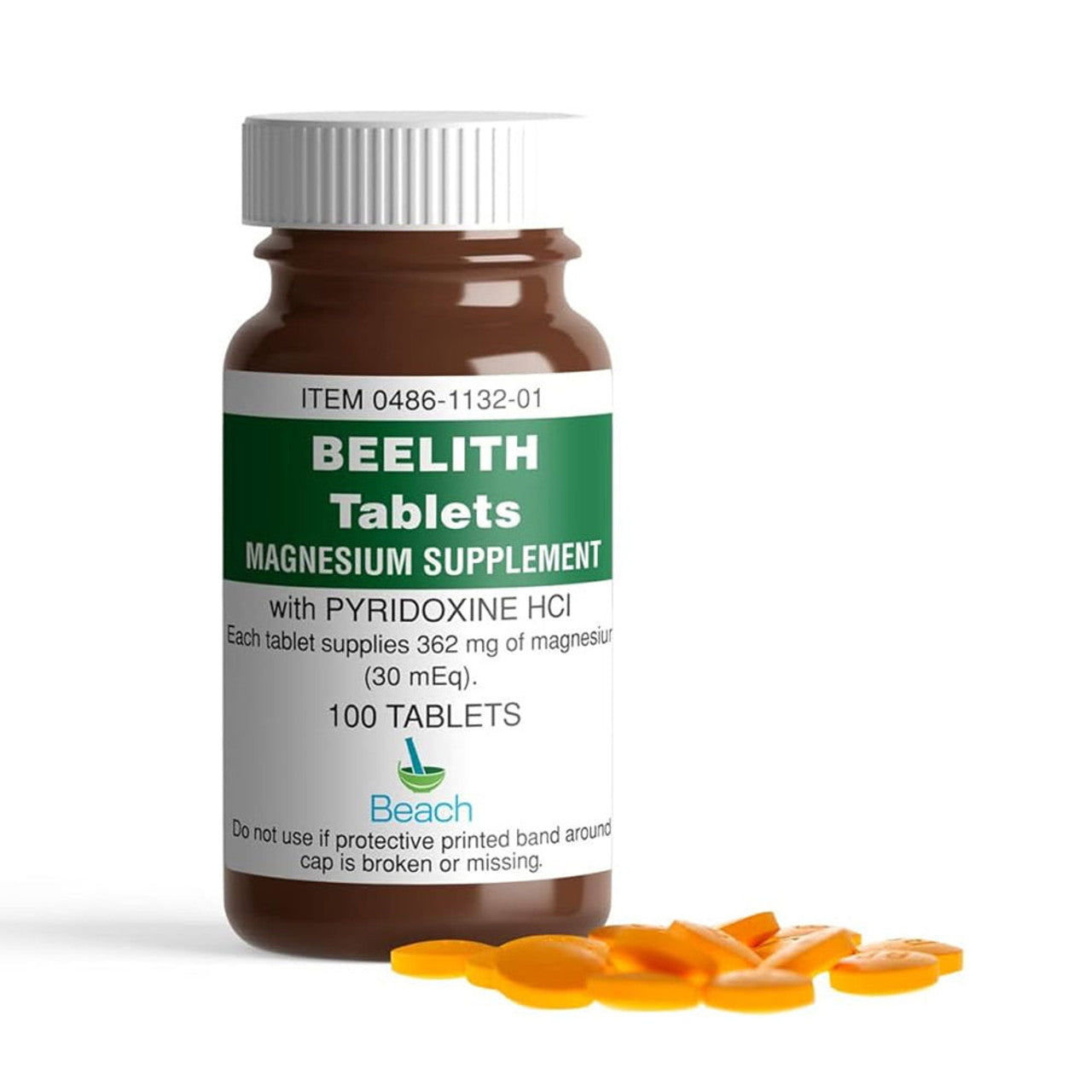 Mc Beelith Magnesium Supplement tablets in white bottle, part of Pasteur Pharmacy's vitamins and supplements collection.