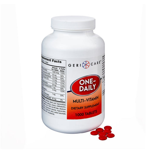McKesson Geri-Care multivitamin supplement tablets in a bottle, part of Pasteur Pharmacy's vitamins and supplements collection.