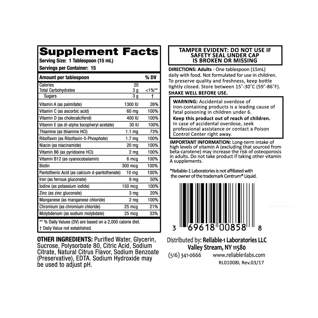 Bottle of Pasteur Pharmacy Multi Vite LQ vitamins and supplements in a 236ml container with colorful label.
