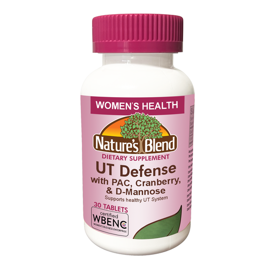 Nat B Ut Defense TB 30 women vitamin supplement container from Pasteur Pharmacy, featuring colorful label and product details.