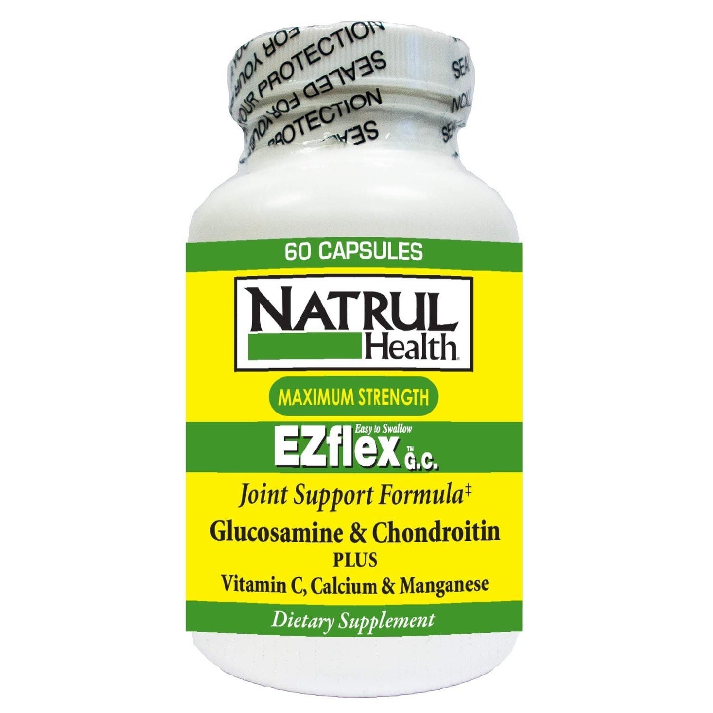 Nat-rul Health Products Ez Flex capsules for joint support, containing glucosamine and chondroitin, in vitamin and supplement form.