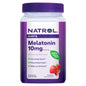 Natrol Melatonin Gummies in strawberry flavor, 10 mg, vitamin supplement in a clear bottle with colorful gummies inside