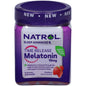 Natrol Melatonin Time Release Gummies in 10 mg, dietary supplement for sleep support, featuring a clear bottle of gummy vitamins.