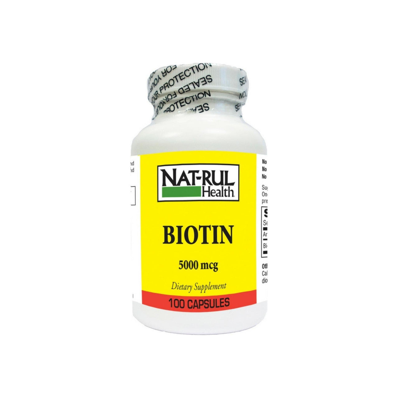 Natrul Health Biotin 5000 Mcg capsules, dietary vitamin supplement for hair, skin, and nail health, from Pasteur Pharmacy.