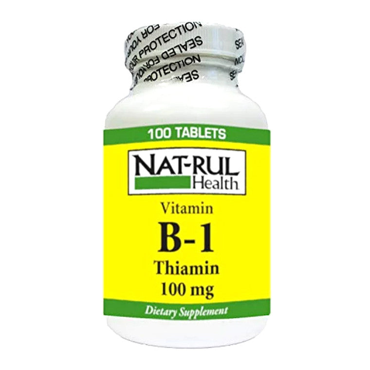 Natrul Health Vitamin B-1 Thiamine 100 mg supplement in 100 tablets, dietary vitamin and supplement by Pasteur Pharmacy.