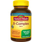 Nature Made B Complex with C super tablets, vitamins and supplements, shown in a bottle with colorful tablets inside