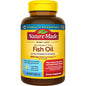 Nature Made Extra Strength Burp-Less Omega 3 Fish Oil softgels in a bottle, supporting heart, brain, eyes, and mood health.