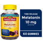 Cherry-flavored Nature Made Melatonin gummies, maximum strength 10 mg, dietary supplement for sleep support.