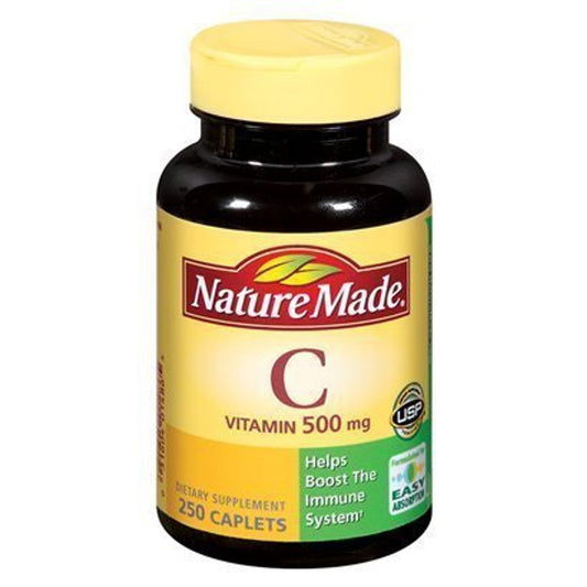 Nature Made Vitamin C 500 mg tablets for immune support, gluten-free, 250-count bottle, dietary supplement from Pasteur Pharmacy