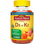 Nature Made Vitamin D3 + K2 Gummies in peach flavor, 50-count, dietary supplement with vitamins and minerals for bone health