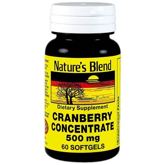 Nature's Blend Cranberry Concentrate 500mg soft gels, dietary vitamins and supplements by Pasteur Pharmacy.