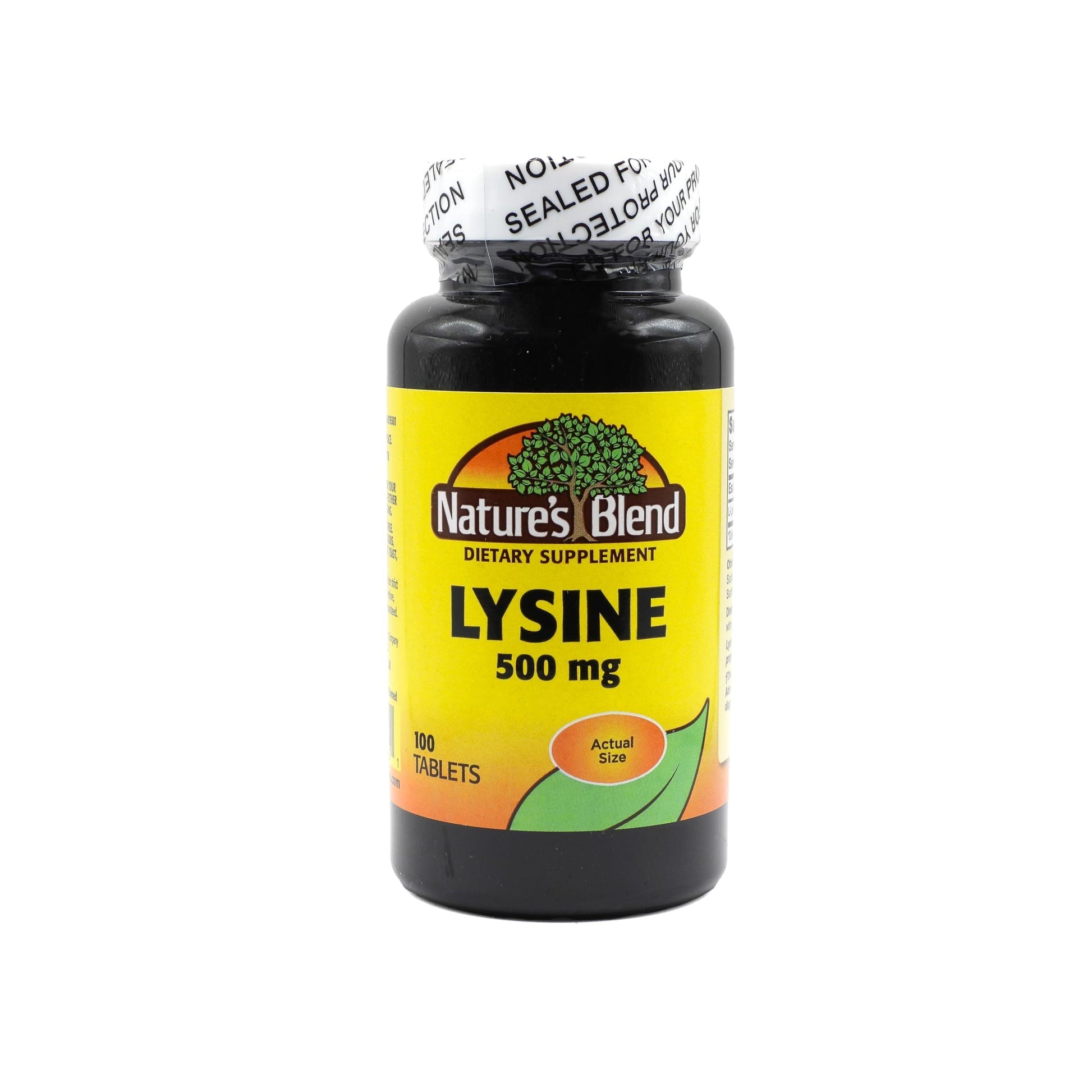 Nature's Blend L-Lysine 500 mg supplement tablets, natural vitamins and supplements by Pasteur Pharmacy, 100 count bottle.