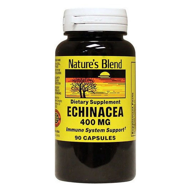 Bottle of Nature's Blend S Echinacea 400 Mg capsules, dietary supplement for immune support, by Pasteur Pharmacy.