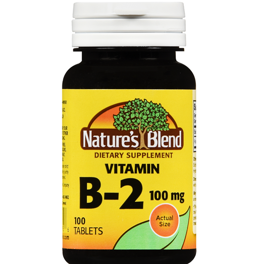 Nature's Blend S Vitamin B-2 Tablets 100 Mg bottle, supplement for energy and metabolism, from Pasteur Pharmacy Vitamins & Supplements
