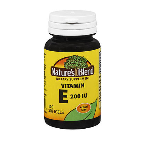 Nature's Blend Vitamin E 200 IU softgels, dietary supplement by Pasteur Pharmacy, with 100 softgel capsules.