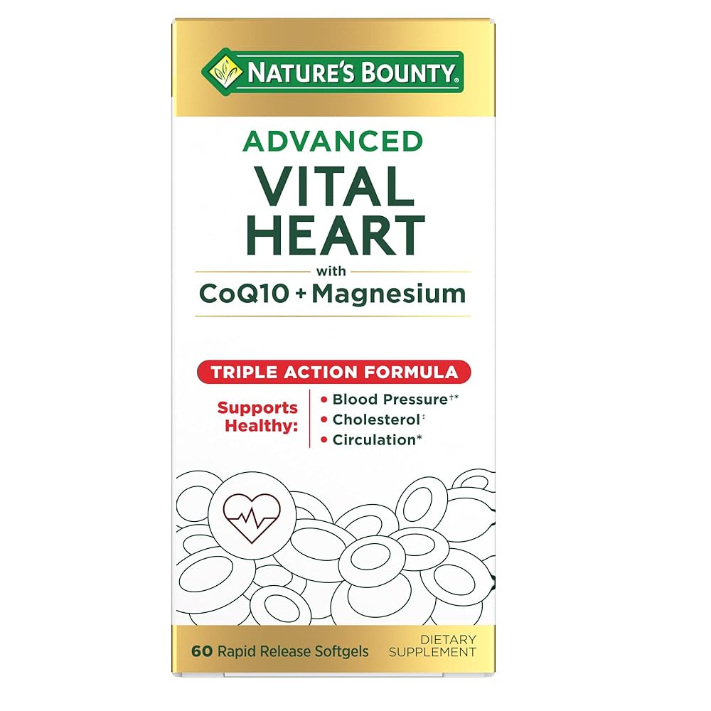 Nature's Bounty Advanced Vital Heart softgels, vitamin and supplement bottle with 60 rapid release softgels from Pasteur Pharmacy