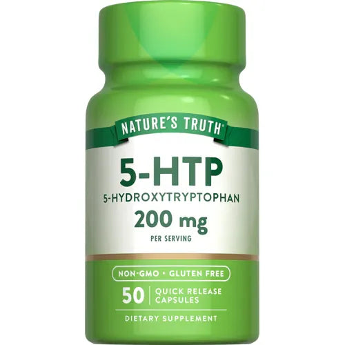 Nature's Truth 5-HTP capsules in a bottle, dietary supplement for mood support, 200 mg, 50 count, natural vitamins and supplements.