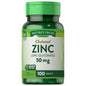 Nature's Truth chelated zinc 50 mg tablets in a bottle, dietary supplement for immune support, 100 tablets.
