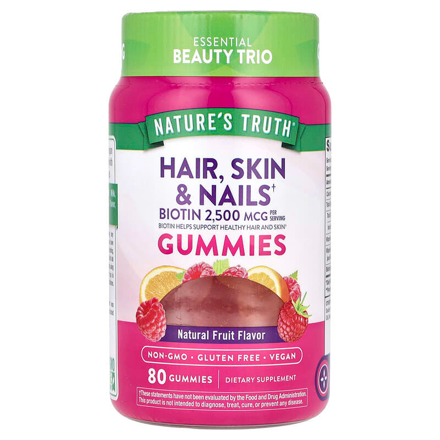Nature's Truth Hair, Skin & Nails Gummies in fruit flavor, 89 count, dietary vitamins and supplements for beauty support