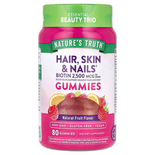 Nature's Truth Hair, Skin & Nails Gummies in fruit flavor, 89 count, dietary vitamins and supplements for beauty support