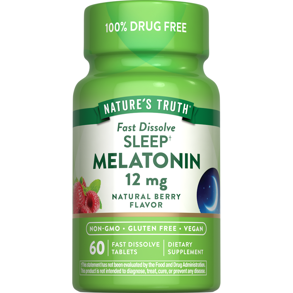 Nature's Truth Berry Flavor Melatonin sleep tablets in blister pack, fast dissolve vitamins and supplements for restful sleep