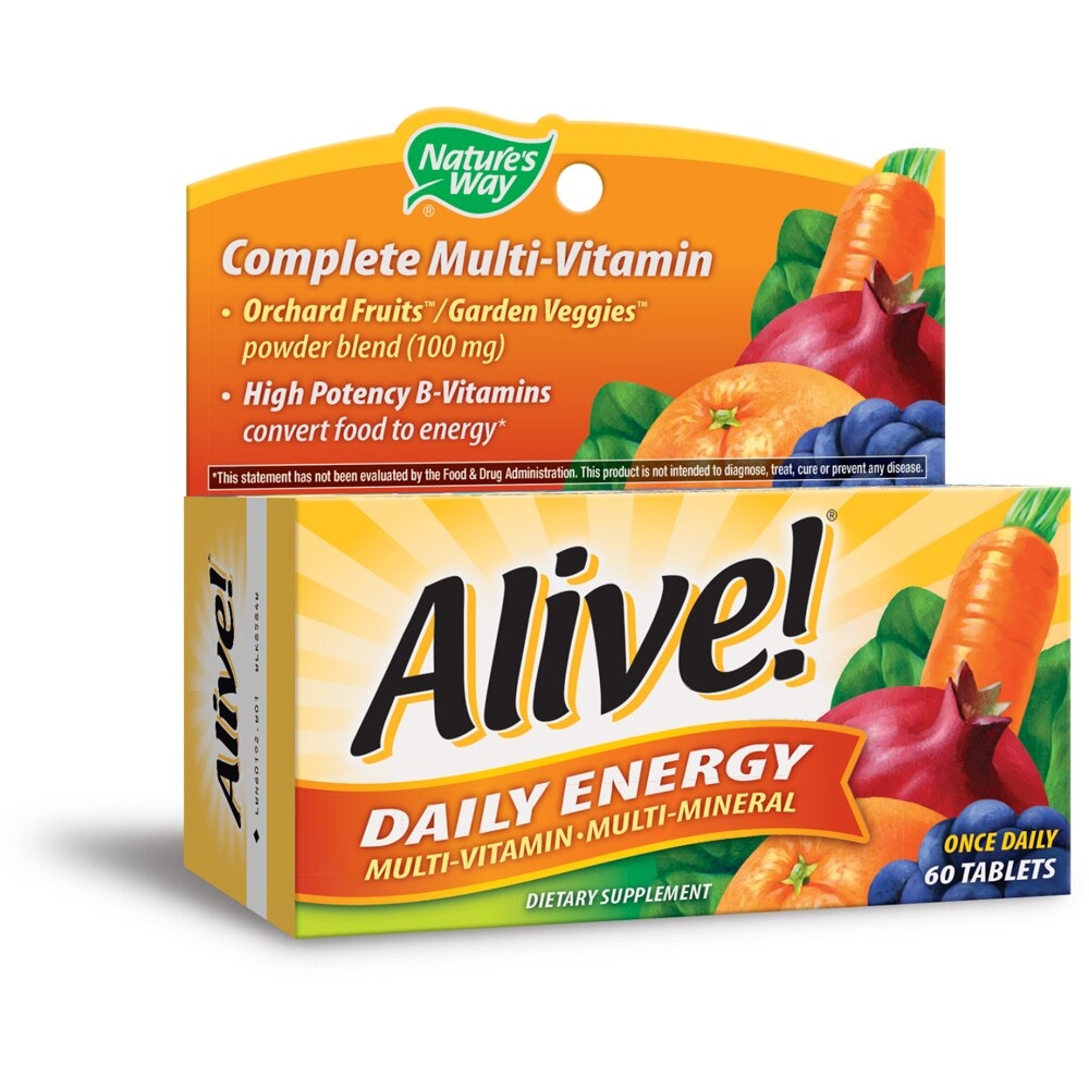 Nature's Way Alive! Daily Energy Multivitamin bottle with 60 tablets, dietary supplement for daily health and vitality.