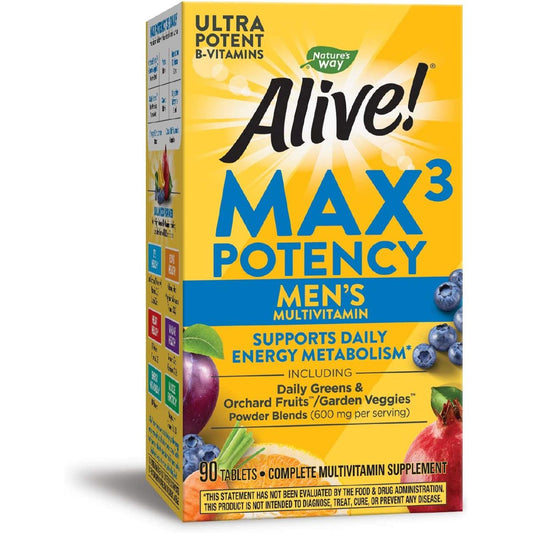 Nature's Way Alive! Max 3 Potency Multivitamin for Men in 90 tablets, dietary supplement, and vitamins from Pasteur Pharmacy