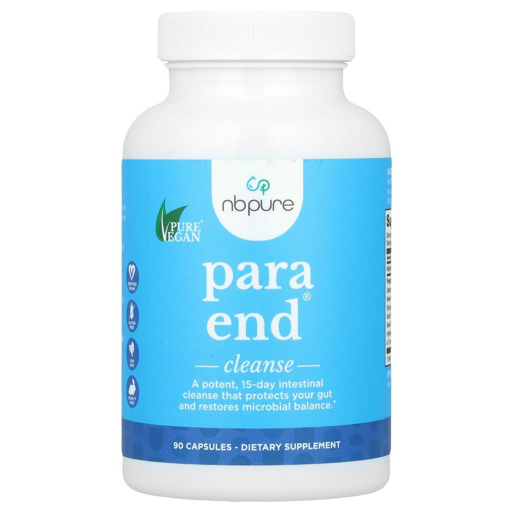 NB Pure Para End Cleanse supplement capsules from Pasteur Pharmacy, 90-count bottle, dietary vitamins and detox support.