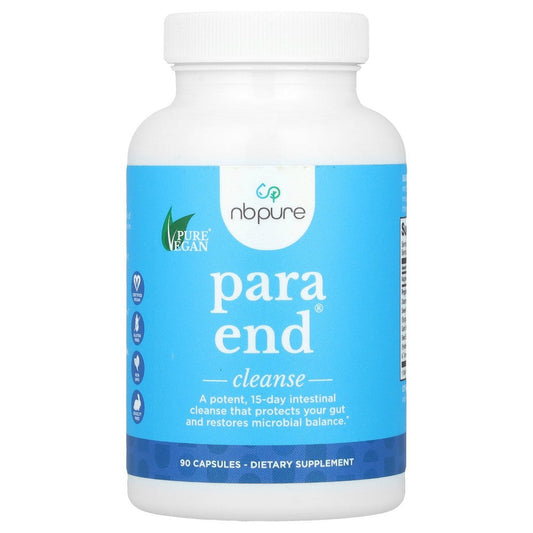 NB Pure Para End Cleanse supplement capsules from Pasteur Pharmacy, 90-count bottle, dietary vitamins and detox support.