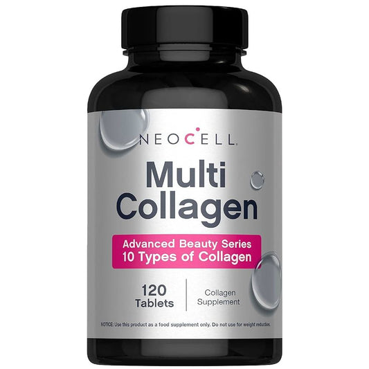 Neocell Multi Collagen TB supplement bottle from Pasteur Pharmacy, showing the label and product packaging.