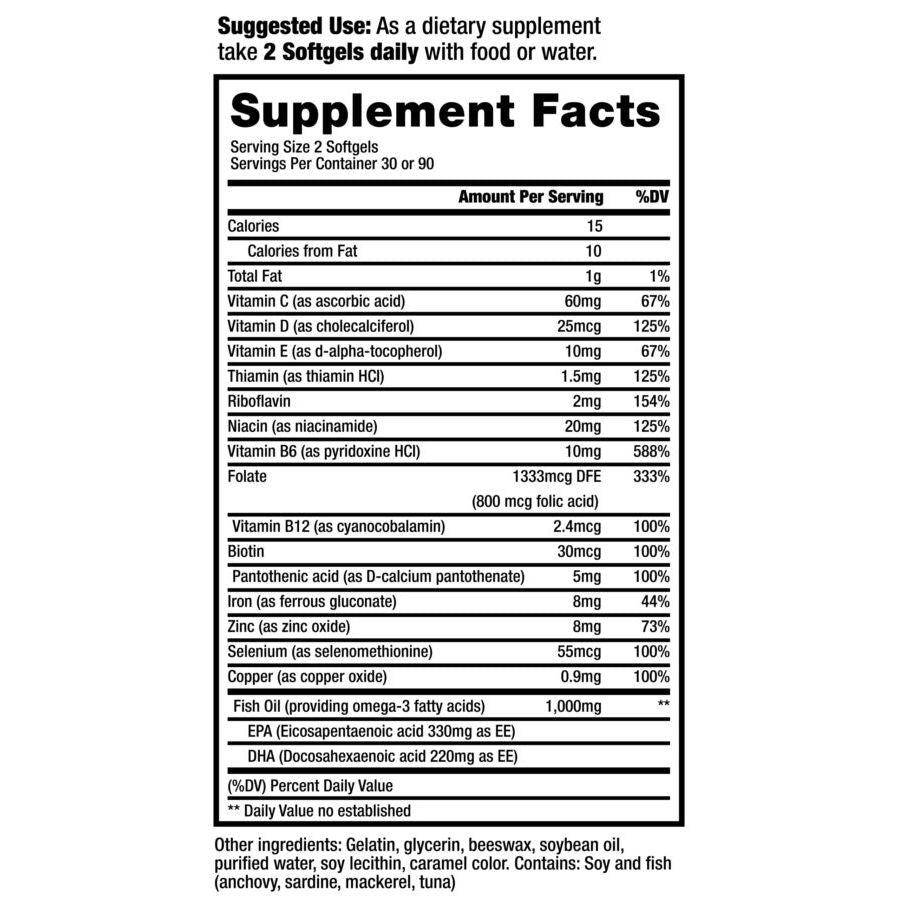 Nephroceuticals ProRenal+D kidney multivitamin with Omega-3 fish oil in 90-day supply by Pasteur Pharmacy.