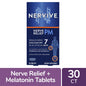 Nervive Nerve Relief PM Tablets in a 30-count bottle, dietary supplement for nerve support and relaxation, by Pasteur Pharmacy.