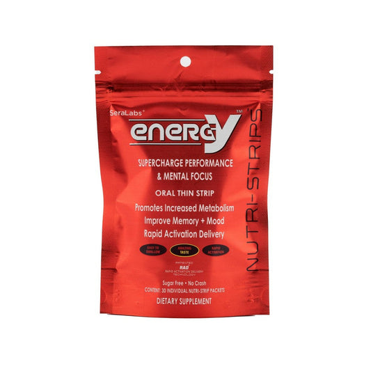 Pasteur Pharmacy Nutri-strips Energy Boost vitamin supplement in blister pack, fast-acting oral supplement for energy.