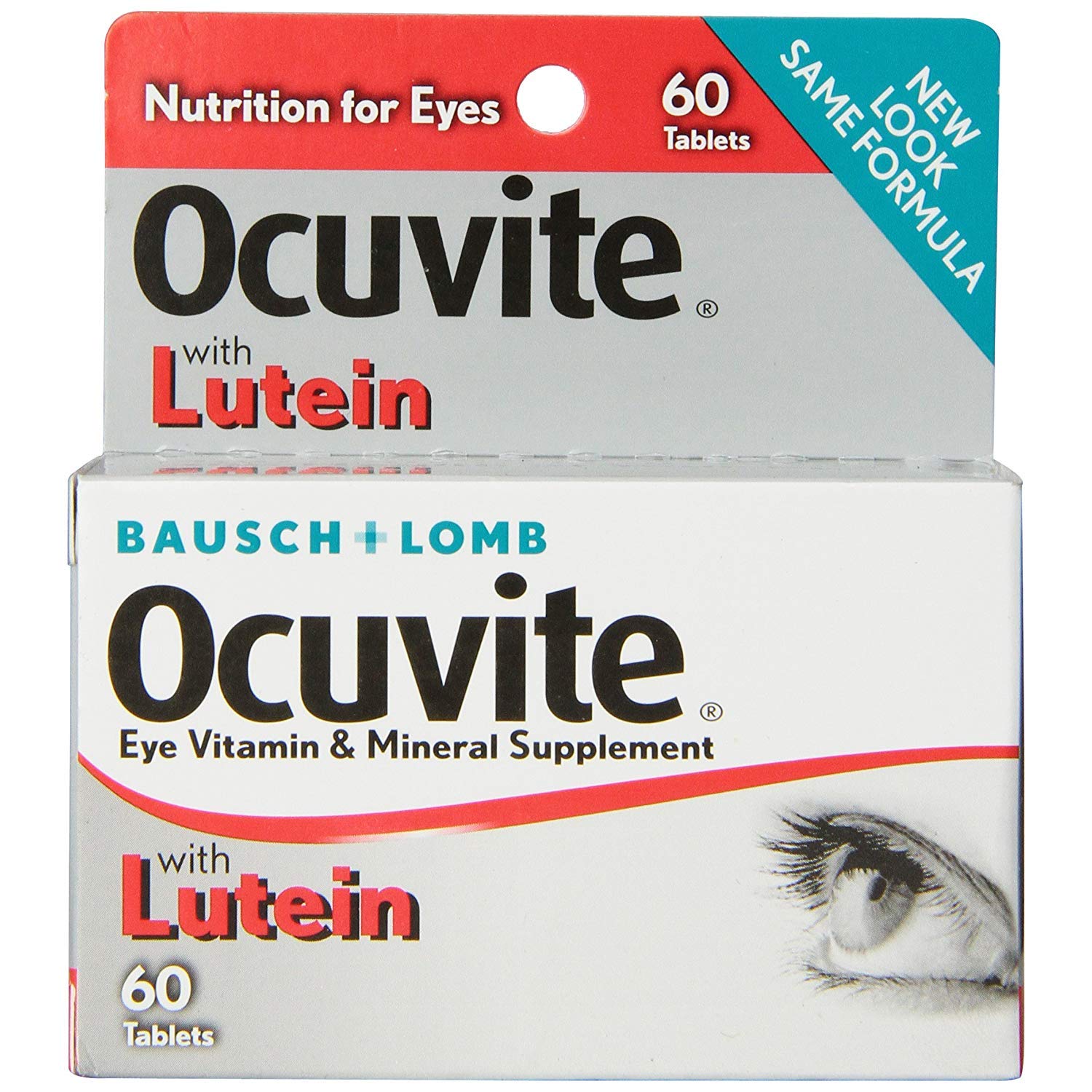 Ocuvite Bausch & Lomb eye vitamin and mineral supplement with lutein and antioxidants, 60 tablets, natural eye health support